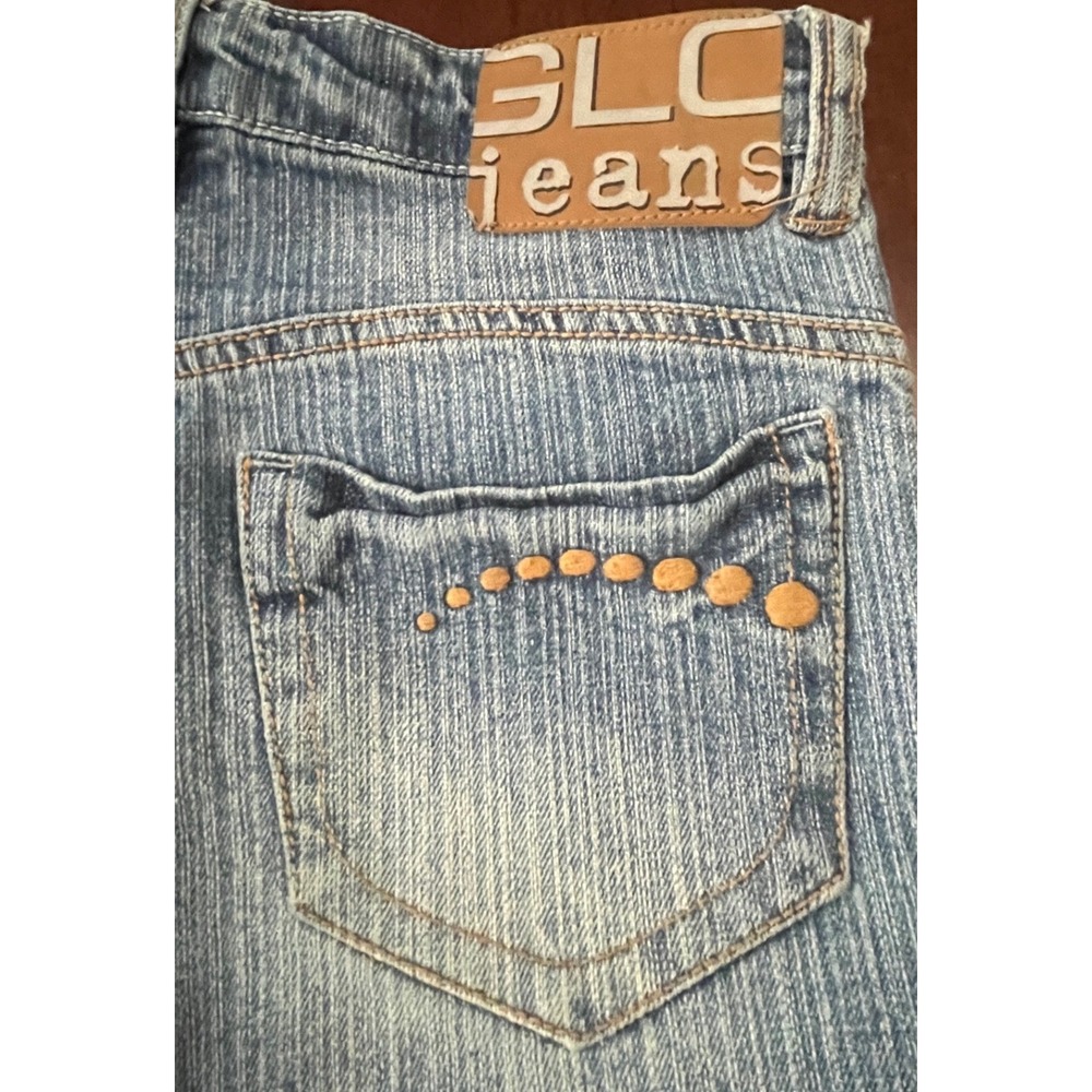 Y2K GLO Jeans Girls Rhinestone Butterfly Light Wash Stretch Denim Short Sz 8 EUC
